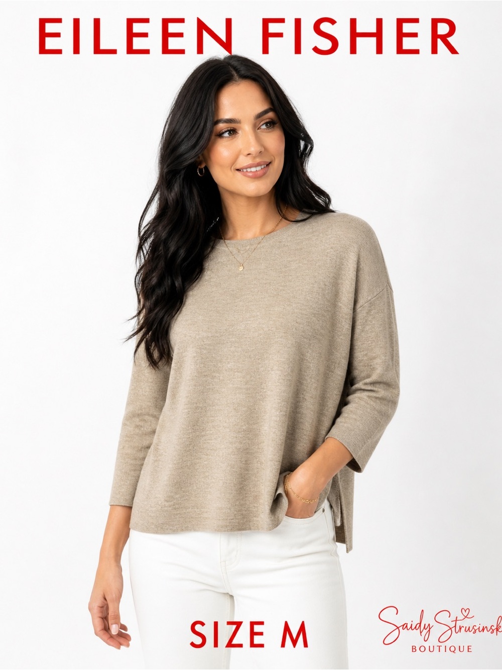 Eileen Fisher Merino Wool Sweater Size M Beige
Minimalist Lightweight